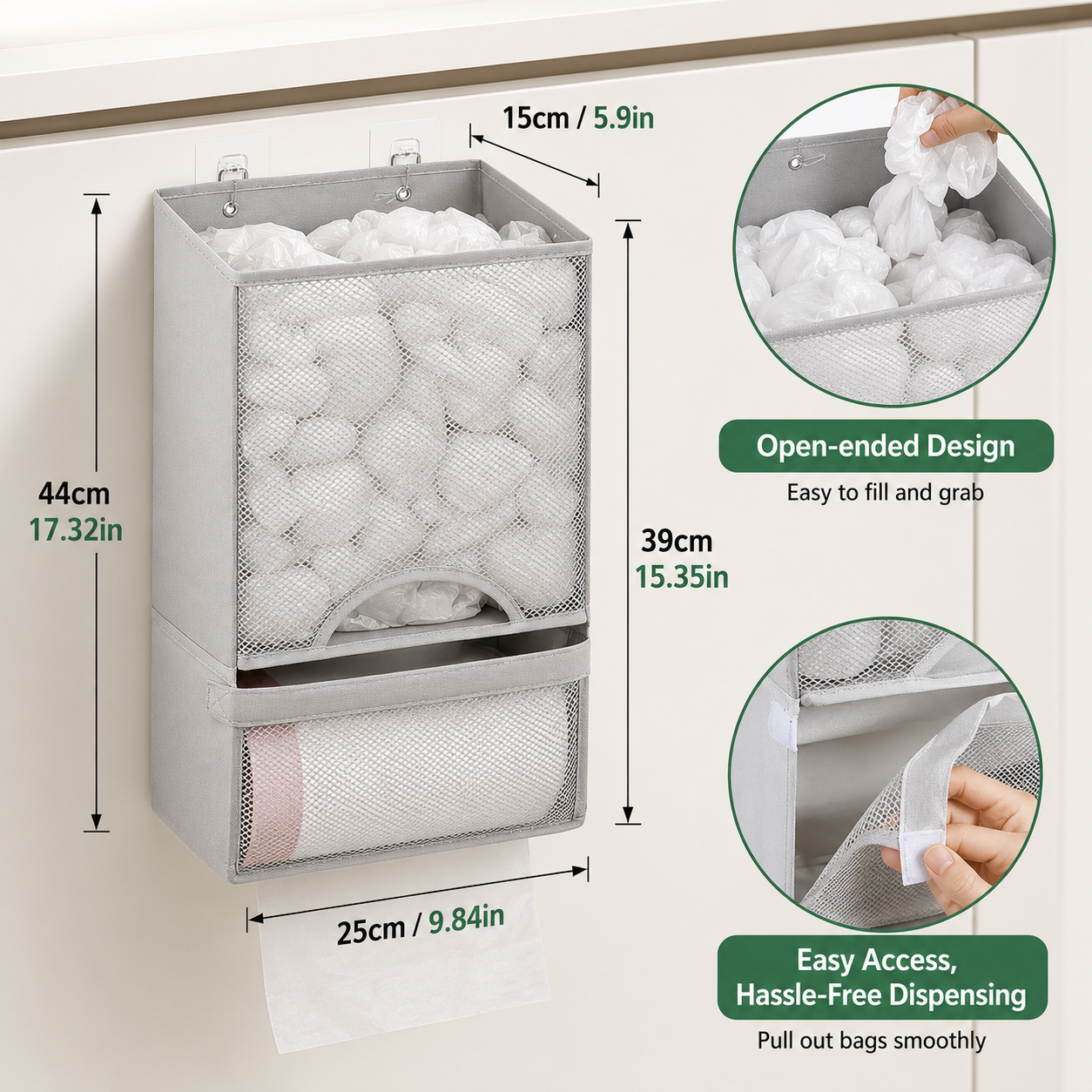 2-in-1 Plastic Bag Holder | Extra Large Kitchen Bag Organizer
