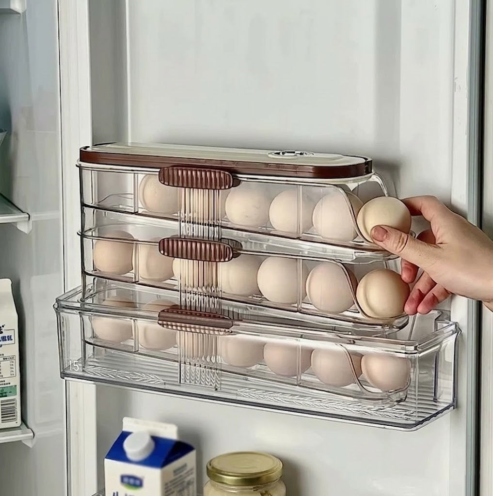 Stackable Auto-Rolling Egg Holder with Date Tracker