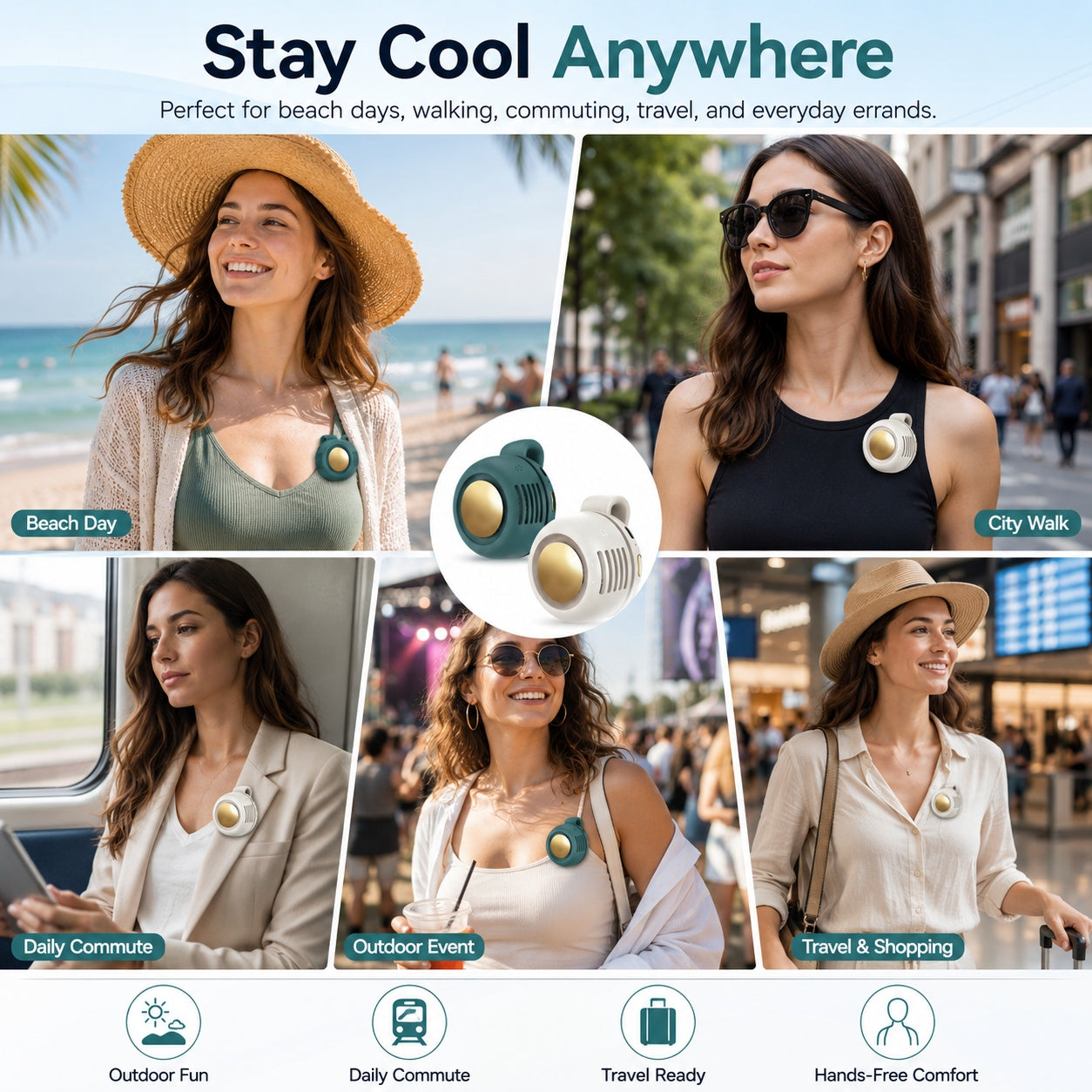 🌀 Little Whirlwind Clip-Waist Neck Fan – Ultra-Quiet Mini Personal Cooling Fan with 3 Speeds & 360° Adjustable Clip