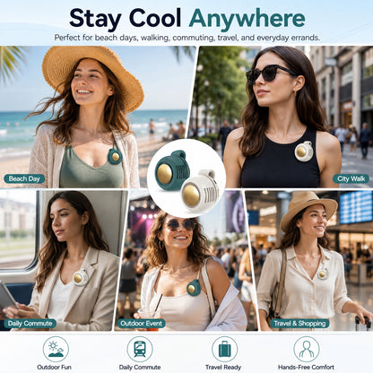 🌀 Little Whirlwind Clip-Waist Neck Fan – Ultra-Quiet Mini Personal Cooling Fan with 3 Speeds & 360° Adjustable Clip