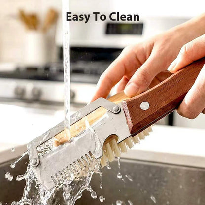 3-in-1 Kitchen Peeler with Wooden Handle, Stainless Steel Blade, Scallion Shredder and Built-in Bottle Opener