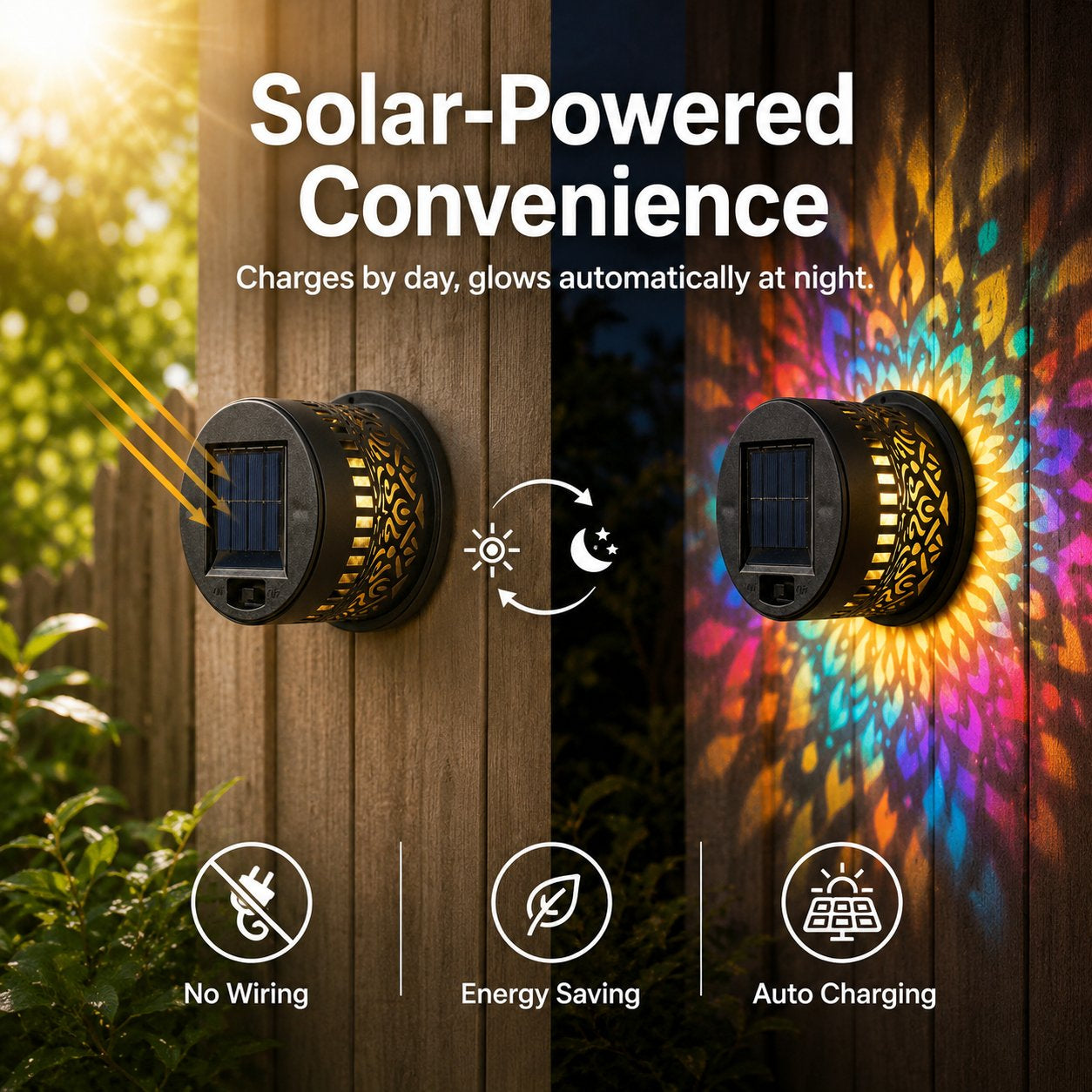 ✨65K+ SOLD!🌌Solar Mandala Wall Light | Outdoor Garden Fence Projector Lamp 🪐