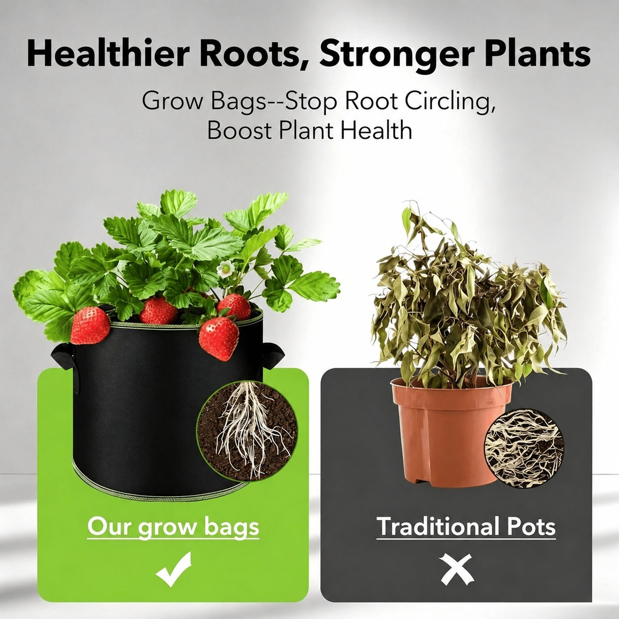 🌱 5-Pack 5 Gallon Grow Bags – Heavy Duty Aeration Fabric Pots with Handles for Vegetables, Flowers & Fruits 🪴