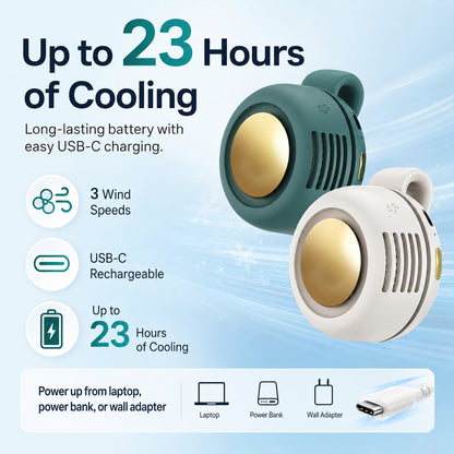 🌀 Little Whirlwind Clip-Waist Neck Fan – Ultra-Quiet Mini Personal Cooling Fan with 3 Speeds & 360° Adjustable Clip