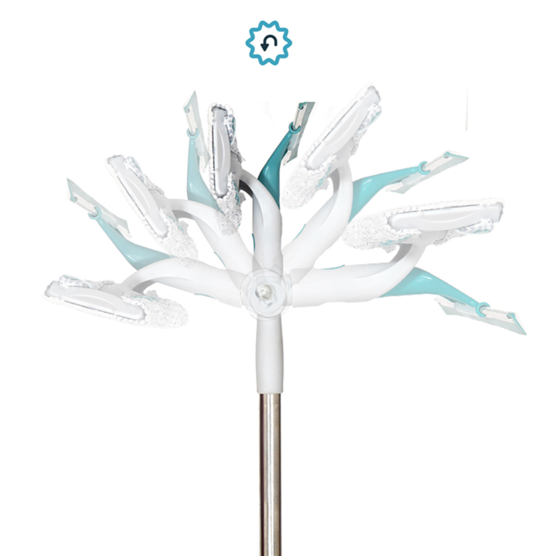 2-in-1 Extendable Window Cleaner with Microfiber Mop & Silicone Squeegee