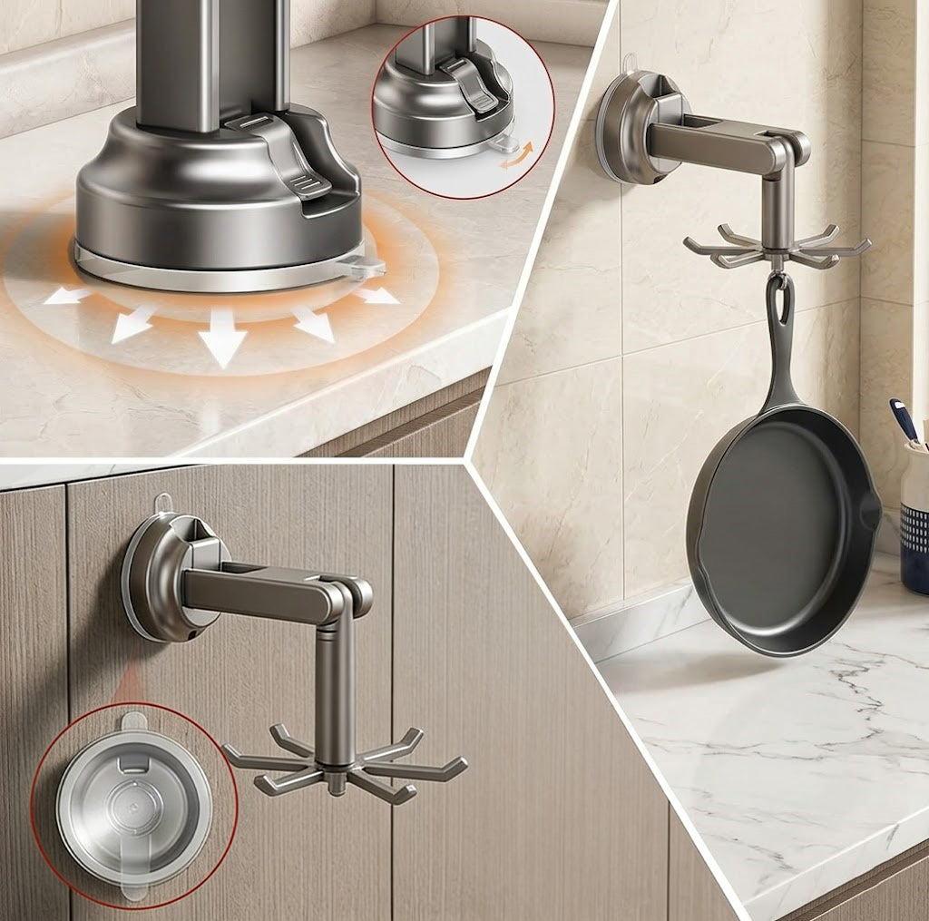 No-Punch Suction Cup Kitchen Utensil Rack