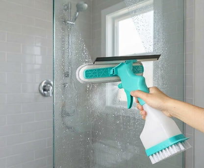 3-in-1 Spray Window Cleaner with Squeegee & Scrub Brush