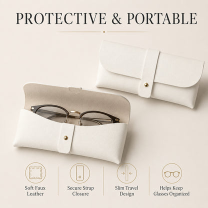 Slim Protective Eyeglass Storage Pouch – Lightweight Leather-Look Glasses Case for Reading Glasses, Sunglasses & Travel