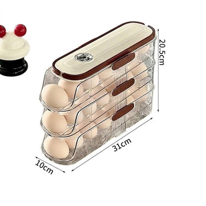Stackable Auto-Rolling Egg Holder with Date Tracker