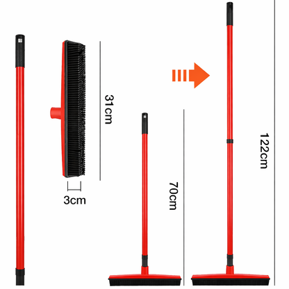 Pet Hair Removal Broom for Carpet – Rubber Bristle Floor Sweeper