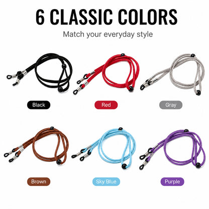 Adjustable Eyeglass Strap – Soft Suede-Like Glasses Cord with Anti-Slip Rubber Loops for Reading Glasses, Sunglasses & Everyday Wear
