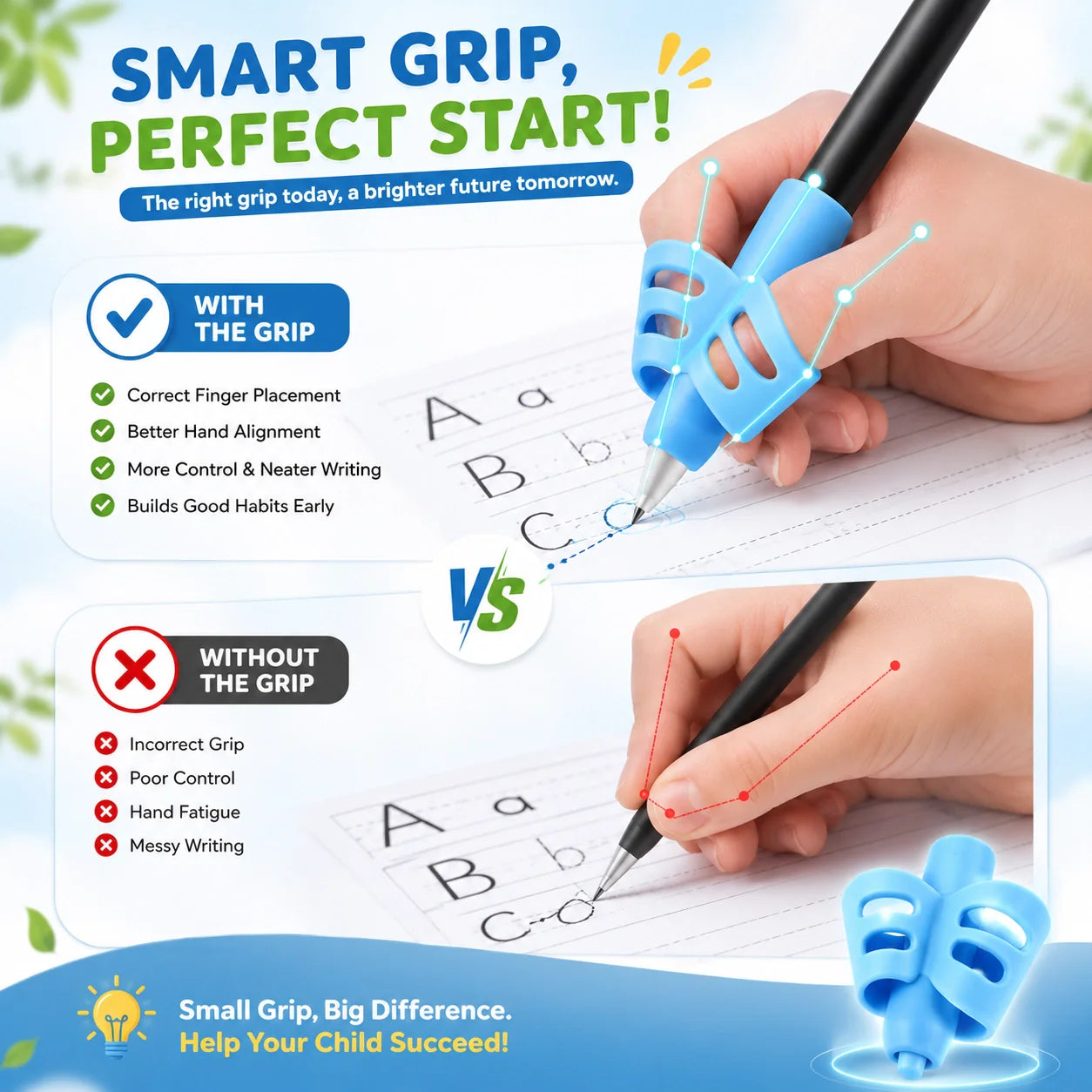 📚Magic Handwriting Practice Copybook Set (4 Books + Pen + 10 Refills + Grip)