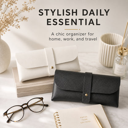 Slim Protective Eyeglass Storage Pouch – Lightweight Leather-Look Glasses Case for Reading Glasses, Sunglasses & Travel
