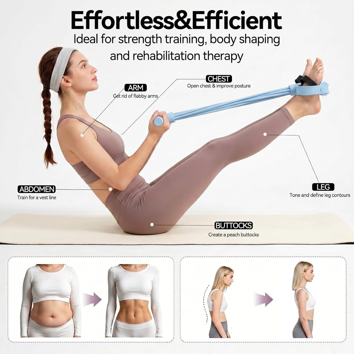 💪 Multifunction Pedal Resistance Band🏋️Abdomen/Waist/Arm/Leg Stretching Slimming Training