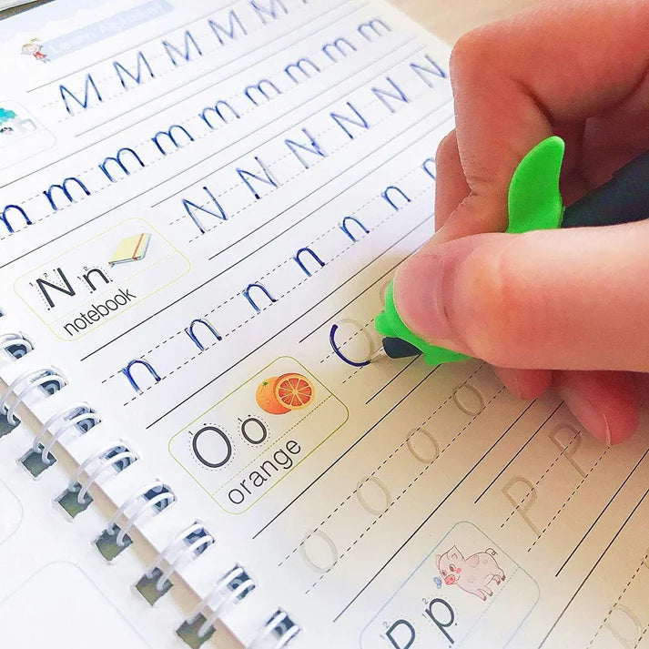 📚Magic Handwriting Practice Copybook Set (4 Books + Pen + 10 Refills + Grip)