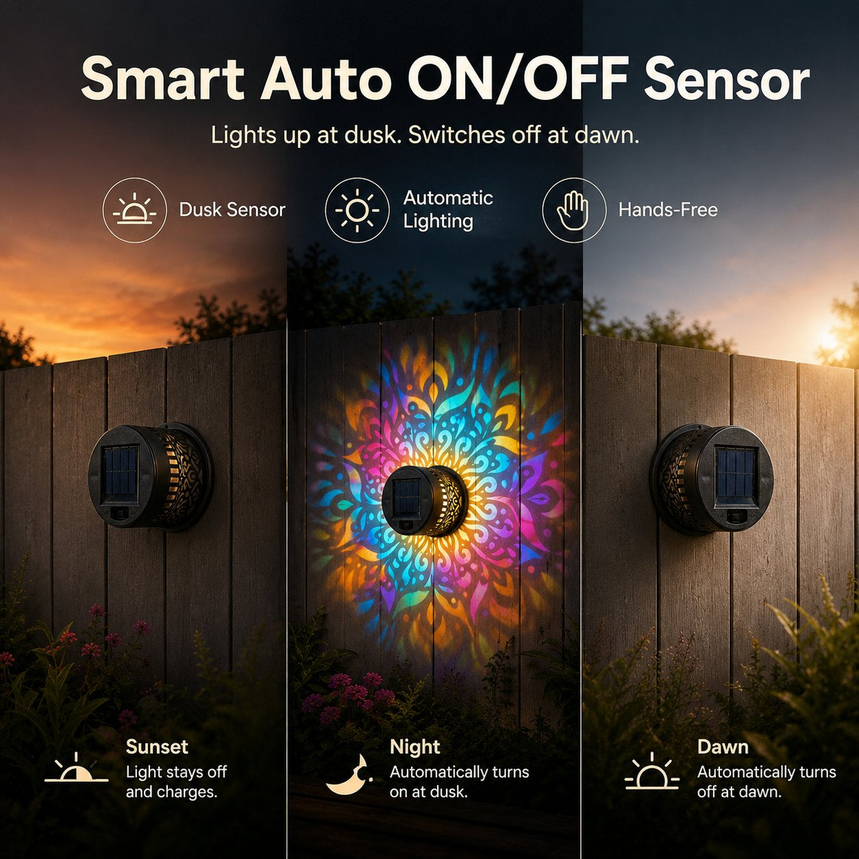 ✨65K+ SOLD!🌌Solar Mandala Wall Light | Outdoor Garden Fence Projector Lamp 🪐