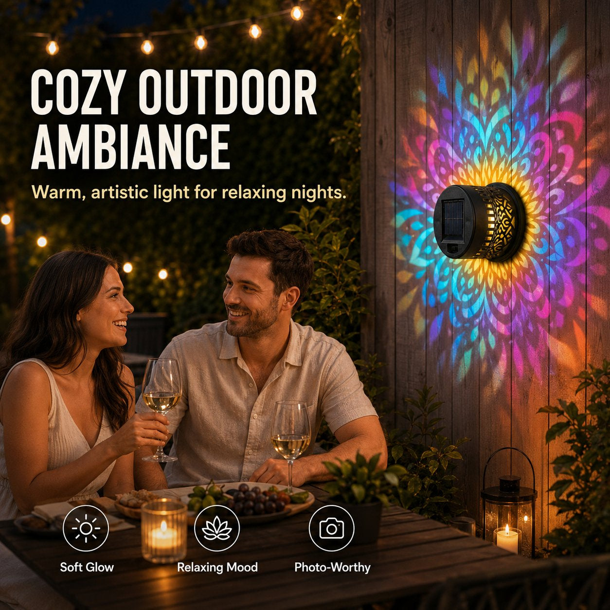 ✨65K+ SOLD!🌌Solar Mandala Wall Light | Outdoor Garden Fence Projector Lamp 🪐