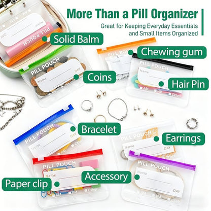 Travel Pill Organizer Set ✈️💊 | 7-Bag & 14-Bag Options for Pills, Vitamins & Supplements