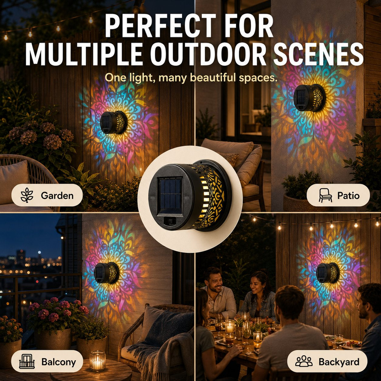 ✨65K+ SOLD!🌌Solar Mandala Wall Light | Outdoor Garden Fence Projector Lamp 🪐