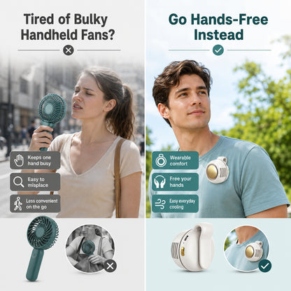 🌀 Little Whirlwind Clip-Waist Neck Fan – Ultra-Quiet Mini Personal Cooling Fan with 3 Speeds & 360° Adjustable Clip