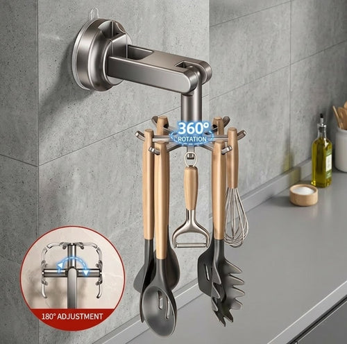 No-Punch Suction Cup Kitchen Utensil Rack