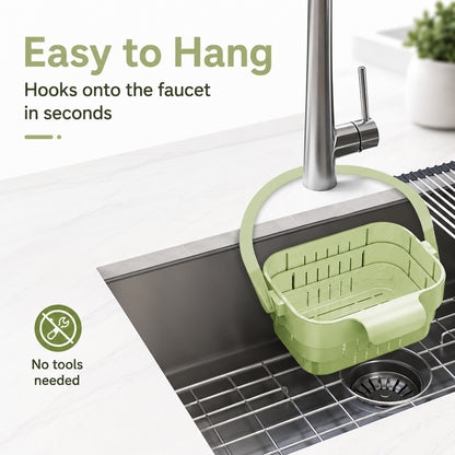 🧺Retractable Hanging Colander | No-Touch Scraps, Quick Draining & Fold-Flat Storage