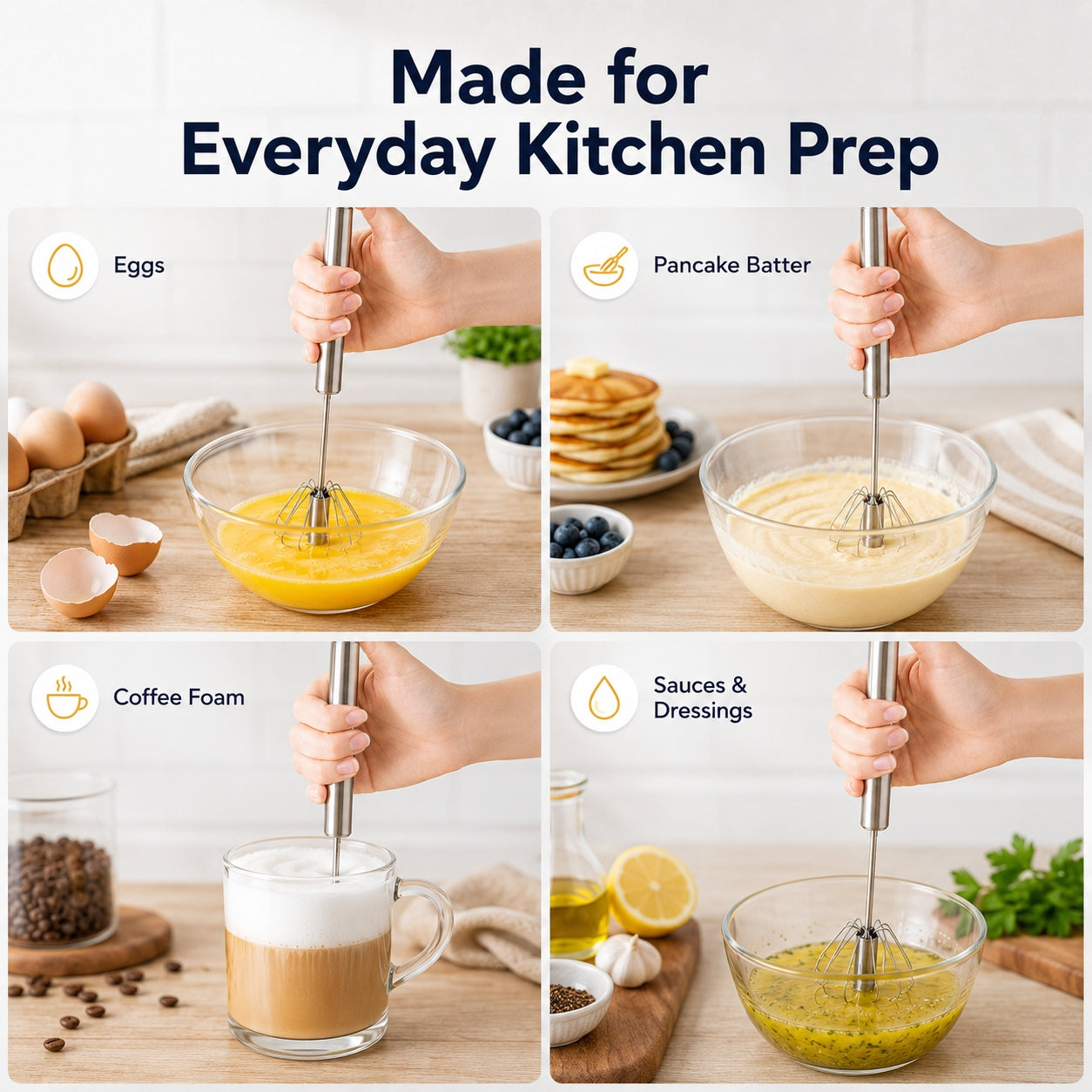 🥚✨Press-to-Spin Easy Whisk | No-Battery Hand Whisk for Eggs, Batter, Sauces & Coffee Foam