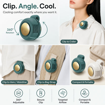🌀 Little Whirlwind Clip-Waist Neck Fan – Ultra-Quiet Mini Personal Cooling Fan with 3 Speeds & 360° Adjustable Clip