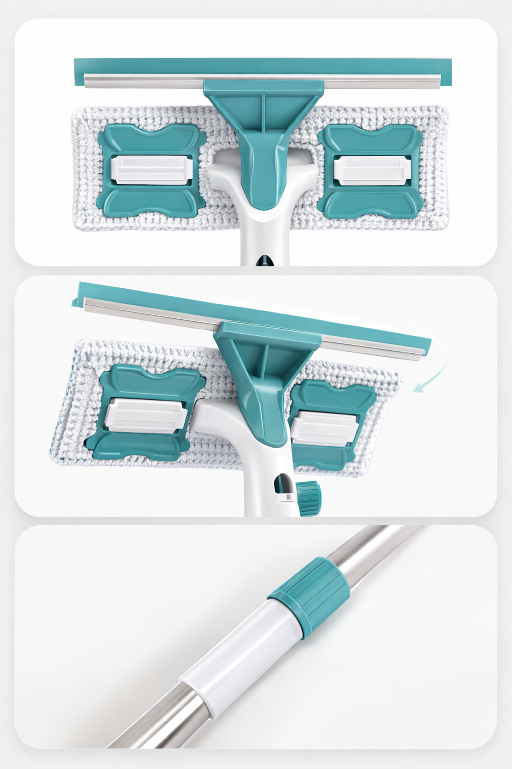 2-in-1 Extendable Window Cleaner with Microfiber Mop & Silicone Squeegee