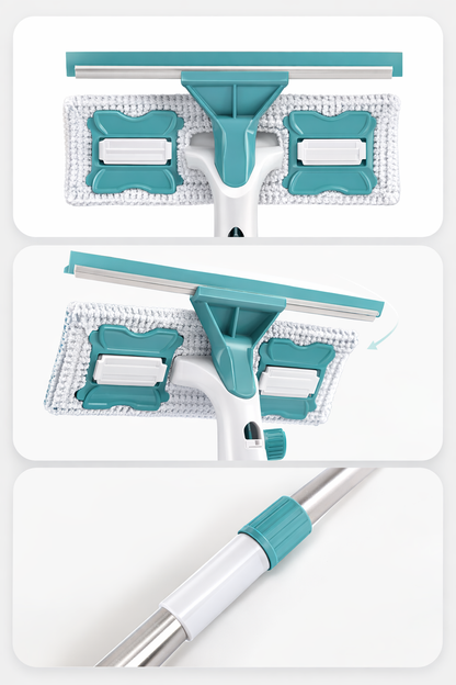 2-in-1 Extendable Window Cleaner with Microfiber Mop & Silicone Squeegee