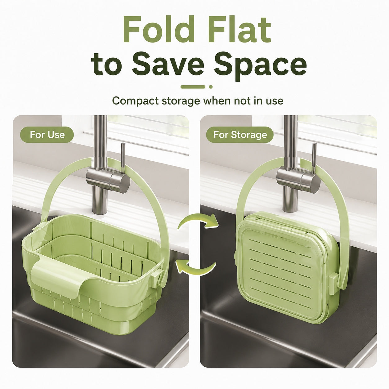 🧺Retractable Hanging Colander | No-Touch Scraps, Quick Draining & Fold-Flat Storage