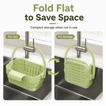 🧺Retractable Hanging Colander | No-Touch Scraps, Quick Draining & Fold-Flat Storage